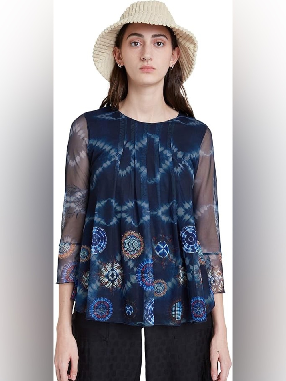 Desigual Le Mans Mesh Flowy Blouse size XL - Picture 2 of 11